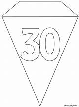 30th Flag Banner Template Party Coloring Birthday sketch template