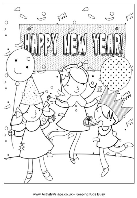 happy  year party colouring page  year coloring pages coloring