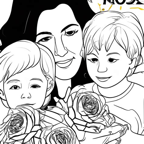 roses  mom coloring page creative fabrica
