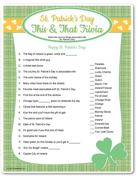 st patricks day trivia questions  answers printable printable