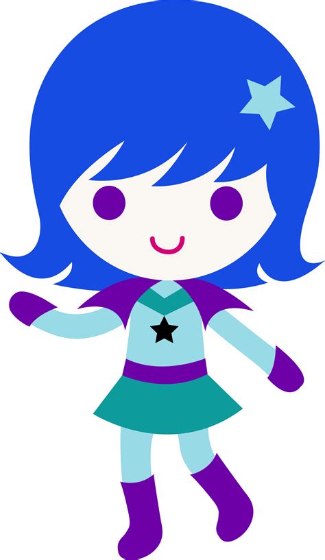 Space Cadet Girl With Blue Hair Free Clip Art