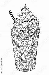 Coloring Pages Ice Cream Zentangle Adults Frappuccino Printable Adult Color Template sketch template