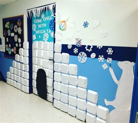 creative ideas for winter classroom door displays chalkboard