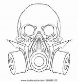 Mask Gas Skull Steampunk Lineart Punk Template Vector Logo sketch template