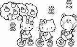 Kitty Hello Coloring Pages Friends Cycling Washi Tape Bike Frame Colouring Slim Party Printable Gif Cartoon Her Girls Popular sketch template