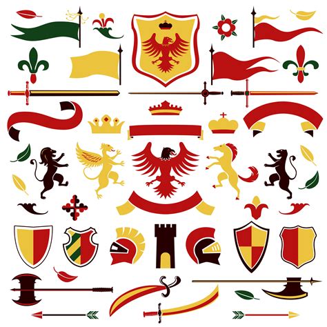heraldic set colored  vector art  vecteezy