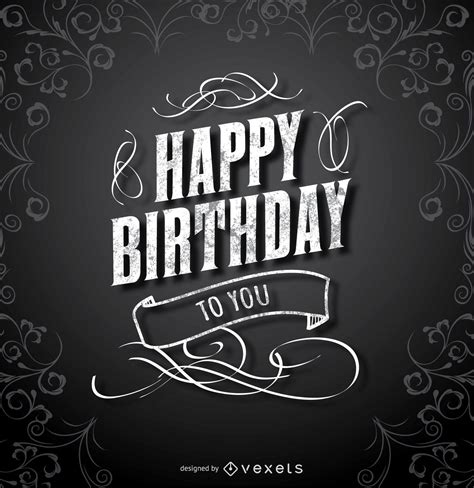 happy birthday black elegant card vector