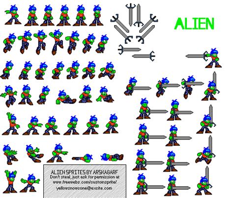 alien sprite sheet  arskagarf  deviantart