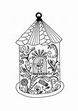 Coloring Bird House Adult Whimsical Birdhouse Pages Favecrafts sketch template