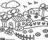 Rural Coloring Area Gardens Houses sketch template