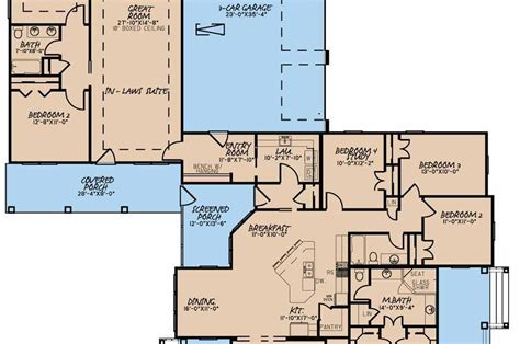 story house plans  mother  law suite story guest