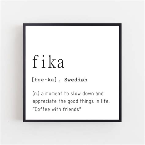 fika definition print life quotes fika poster modern living etsy