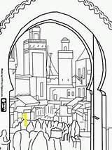 Coloring Morocco Pages Landscapes Buildings Houses Amp sketch template