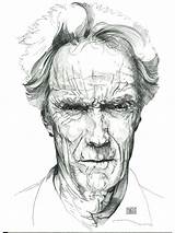 Clint Eastwood Portrait Visit Illustration sketch template