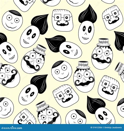 faces seamless pattern stock vector illustration  repeat