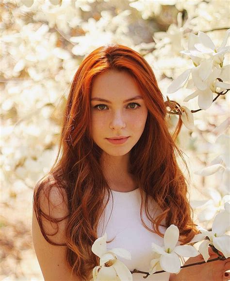 white flowers beautiful red hair girls with red hair
