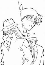 Conan Detective Colorare Shinichi Gin ぬりえ Vodka Cartone Animato Kaito sketch template