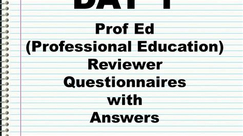 day   prof ed professional education   reviewer questions