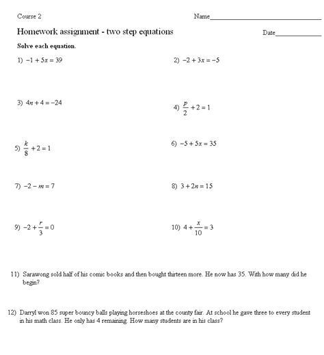 solving  step equations worksheet algebra   step equations