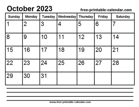october calendar printable  printable calendarcom