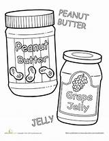 Jelly Peanut Butter Coloring Worksheets Sandwich Worksheet Pages Grape Kids Jar Sheets Pb Cartoon Food Sight Word Education Printable Jars sketch template