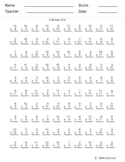mad minute math sheets multiplication worksheets math drills
