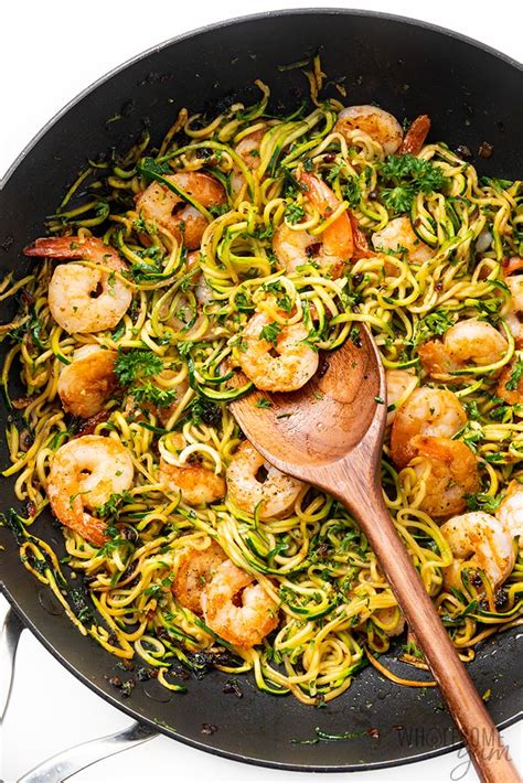 Low Carb Keto Shrimp Scampi With Zucchini Noodles Wholesome Yum