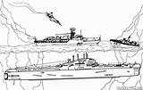 Coloring Battleship Pages Underwater Missile Carrier sketch template