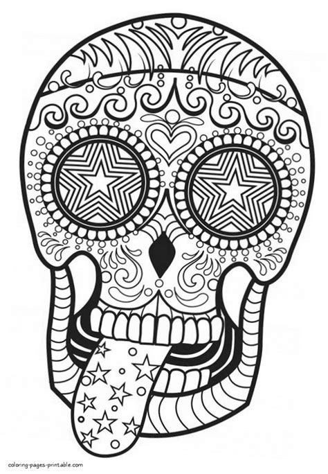 detailed coloring pages  adults skull coloring walls