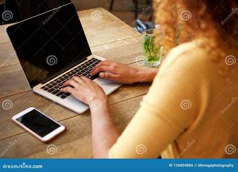 young woman  laptop computer stock photo image