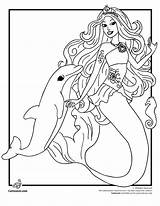 Coloring Mermaid Pages Barbie Printable Popular Tale sketch template