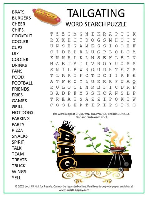 tailgating word search puzzle puzzles  play