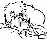 Anime Kissing Drawing Couple Drawings Kiss Couples Coloring Pages Easy Boy Girl Cute Draw Pencil Clipart Face Line Simple Kissy sketch template