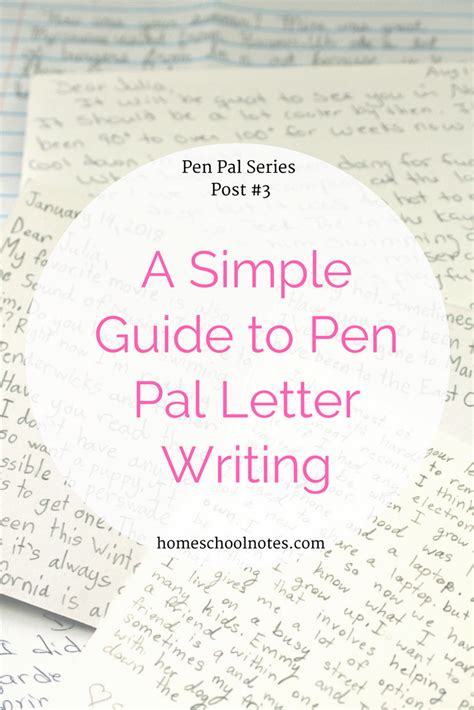 simple guide   pal letter writing homeschool notes