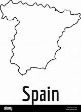 Spain Map Vector Outline Stock Line Alamy Thin Illustration Simple sketch template