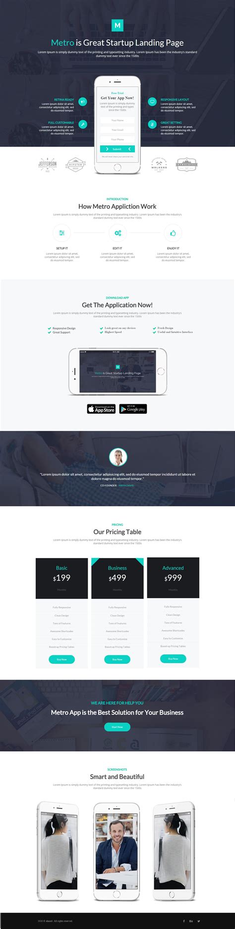 metro app   pagewiz template   landingpage