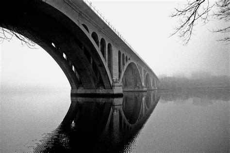 key bridge  fog washington dc landscape  nature photography