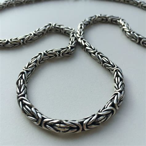 mm mens  byzantine necklace chain  sterling silver