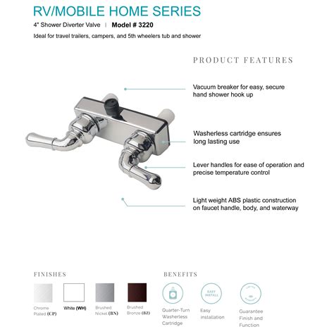 rvmotorhome  handle shower faucet valve diverter brushed nickel ebay