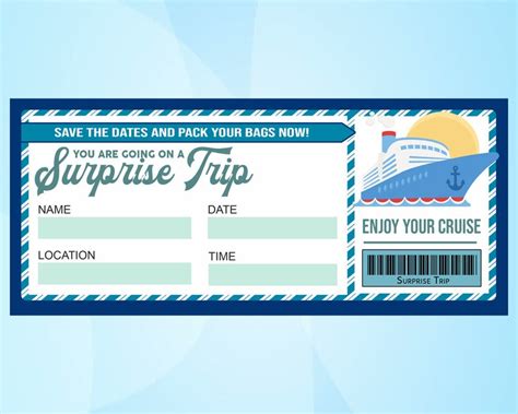 Printable Cruise Ticket Cruise Boarding Pass Cruise Surprise Etsy