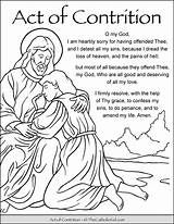 Contrition Prayers Catholic Thecatholickid Printout Confession Reconciliation Children Penance Sacrament Sacraments sketch template