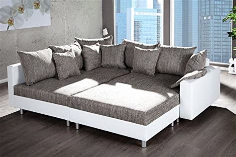 design ecksofa mit hocker loft  weiss