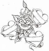 Heart Tattoo Roses Drawings Drawing Sketch Hearts Designs Draw Rose Flowers Tattoos Coloring Flower Sketches Adult Floral Paintingvalley Side sketch template