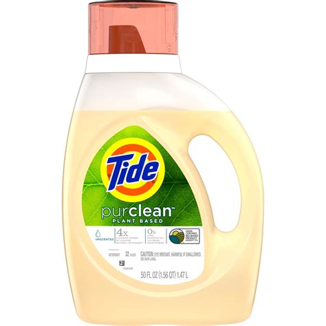 tide purclean unscented liquid laundry detergent  regular   washers detergents