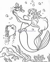 Mermaid Coloring Little Pages Print sketch template