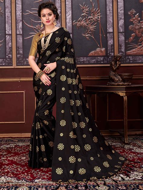 black silk designer saree  foil print trendy sarees fancy sarees