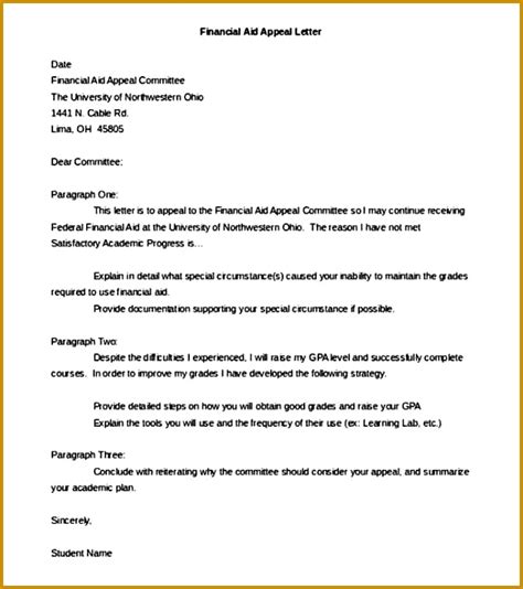 financial aid suspension appeal letter template fabtemplatez