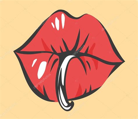pop art sexy lips with piercing vector object — stock vector