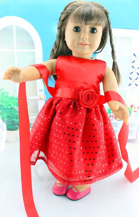 2016 New Style Popular 18 Inch American Girl Doll Red Clothes Dress For