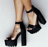 Black Platform Sandal Heels Images